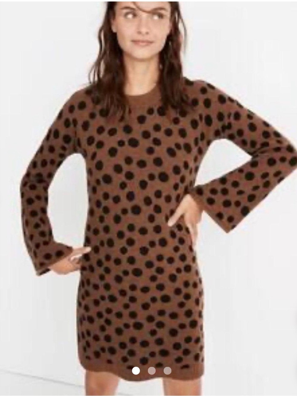 Madewell Polka Dot Wool Sweater Dress - Brown/Black